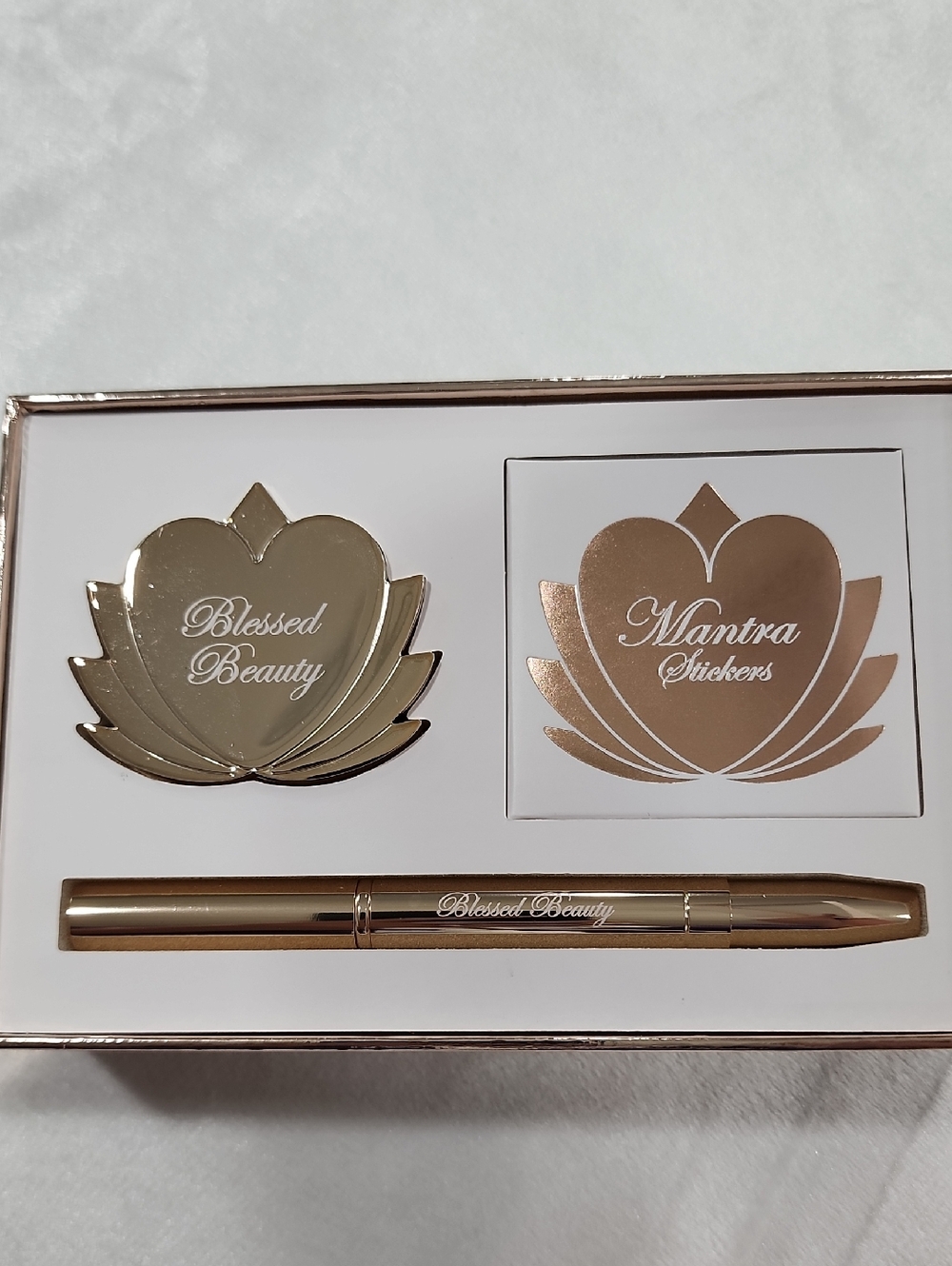 Blessed Beauty Box Natural Eye Shadow Set. Stackable Quad & Double Sided Brush.